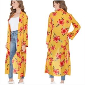 Guess Yellow and Red Floral Kimono